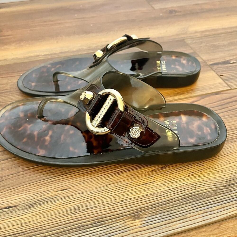 Stuart Weitzman Brown Tortoise Shell Jelly Sandal… - image 5